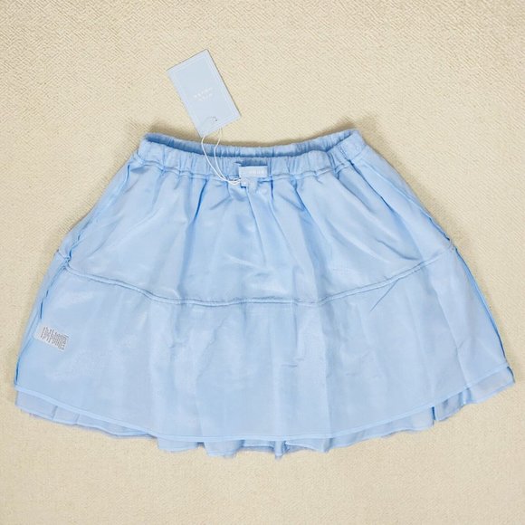 NWT HILL HOUSE HOME Clara Tulle Tiered Mini Skirt sz M Blue Elastic Waist Lined - Picture 4 of 11